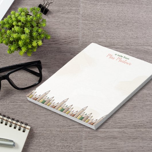Boho potloden leraar waardering gepersonaliseerd notitieblok