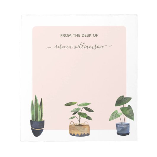 Boho Potplanten Van de Kant van Gepersonaliseerd   Notitieblok (Voorkant)