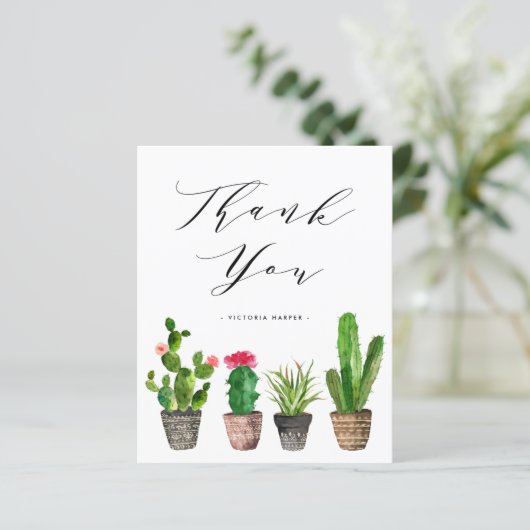 Boho Potted Cactus Afstuderen Dank je kaart (Staand voorkant)