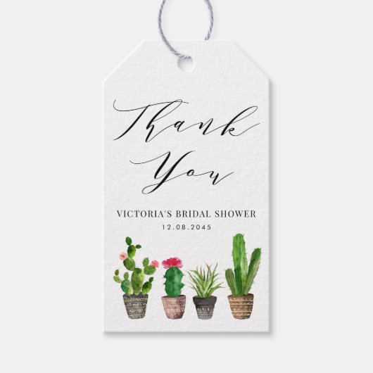 Boho Potted Cactus Bruidsfeest Bedankt Cadeaulabel (Voorkant)