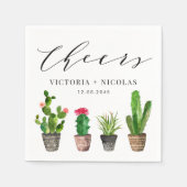 Boho potted cactus bruiloft dank u servet (Voorkant)