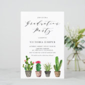 Boho Potted Cactus Graduation Party Uitnodiging (Staand voorkant)