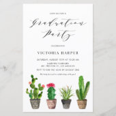 Boho Potted Cactus Graduation Party Uitnodiging (Voorkant)