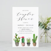 Boho potted cactus koppels douche uitnodiging (Staand voorkant)