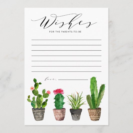 Boho potted cactus wenst goed Baby shower Advieskaart (Voorkant)