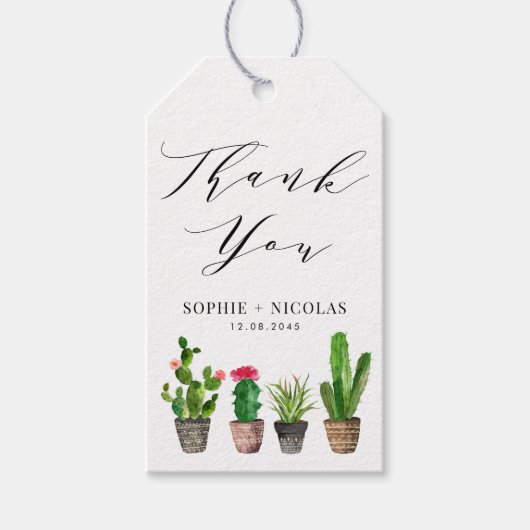 Boho potted cactus zomer bruiloft dank u cadeaulabel (Voorkant)