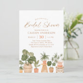Boho Potted House Planten Bridal Shower Invitation Kaart (Staand voorkant)
