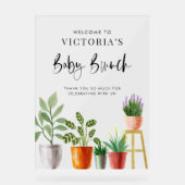 Boho Potted Houseplants Baby Brunch Welkom Acryl Bord (Voorkant)