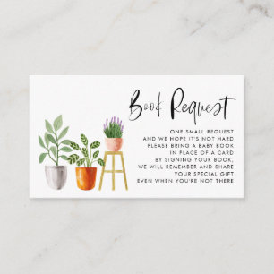 Boho Potted Houseplants Baby shower Boek Verzoek Informatiekaartje