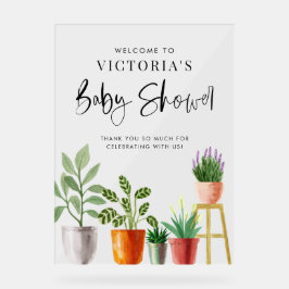 Boho Potted Houseplants Baby shower Welkom Acryl Bord