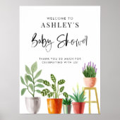Boho Potted Houseplants Baby shower Welkom Poster (Voorkant)