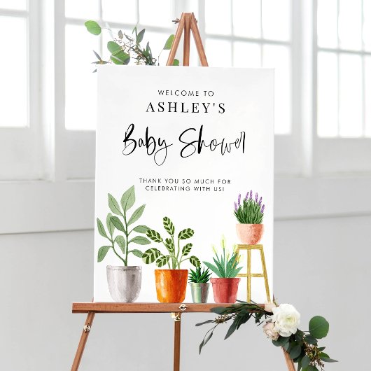 Boho Potted Houseplants Baby shower Welkom Poster
