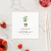 Boho Potted Plant Chic Watercolor Bruidsdouche Servet (Insitu)