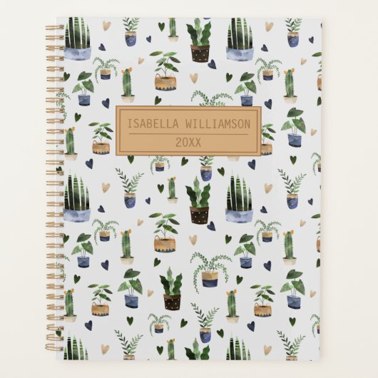 Boho Potted Plant Pattern Personalized Notitieboek (Voorkant)
