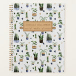 Boho Potted Plant Pattern Personalized Planner<br><div class="desc">Boho Succulents | Cacti en Potted Plant Pattern met schattige harten in blauw, groen en kleikleurpotten. Sjabloon klaar om te personaliseren. Als u de kleur of de stijl van de tekst zou willen veranderen, zou de klik verder aan het eind van de sjabloon personaliseren.</div>