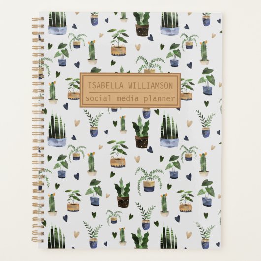 Boho Potted Plant Pattern Personalized Planner (Voorkant)