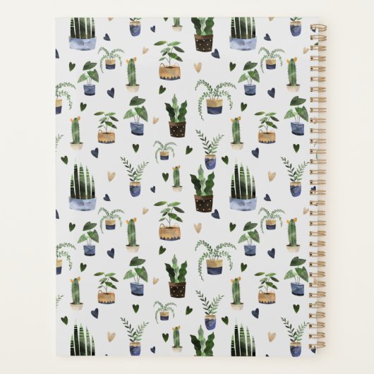 Boho Potted Plant Pattern Personalized Planner (Achterkant)