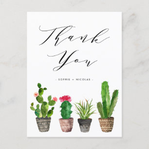 Boho Potted Succulent en Cactus Bruiloft Dank u Briefkaart