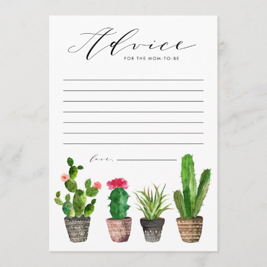 Boho Potted Succulenten & Cactus Baby shower Advie Advieskaart (Voorkant)