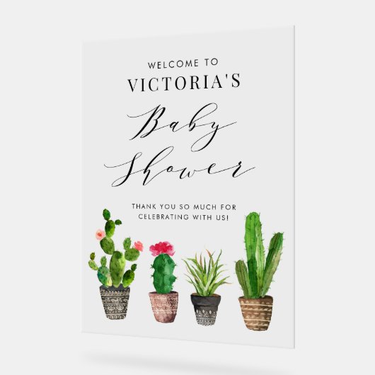 Boho Potted Succulenten en Cactus Baby shower Acryl Bord (Hoek)