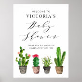 Boho Potted Succulenten en Cactus Baby shower Poster (Voorkant)