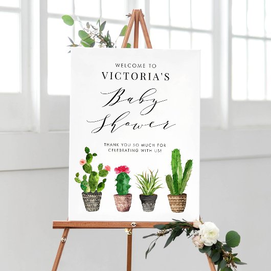 Boho Potted Succulenten en Cactus Baby shower Poster