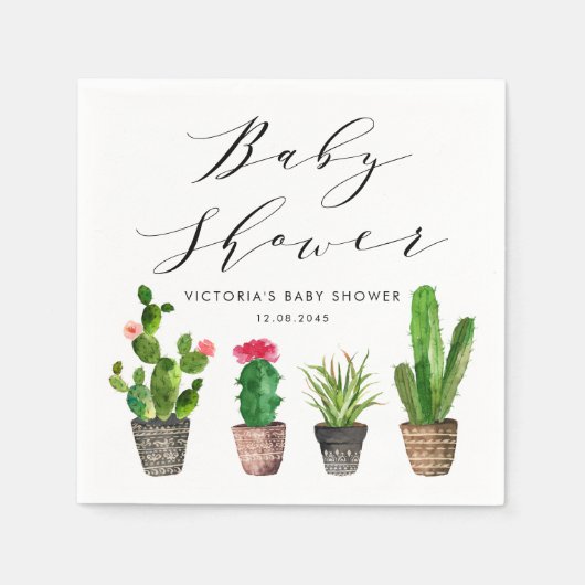 Boho Potted Succulenten en Cactus Baby shower Servet (Voorkant)