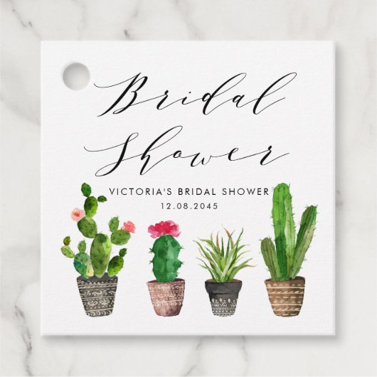 Boho Potted Succulenten en Cactus Bruidsdouche Bedankjes Labels (Voorkant)