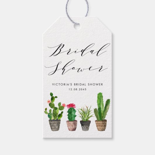 Boho Potted Succulenten en Cactus Bruidsdouche Cadeaulabel (Voorkant)