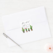 Boho Potted Succulenten en Cactus Bruidsdouche Vierkante Sticker (Envelop)