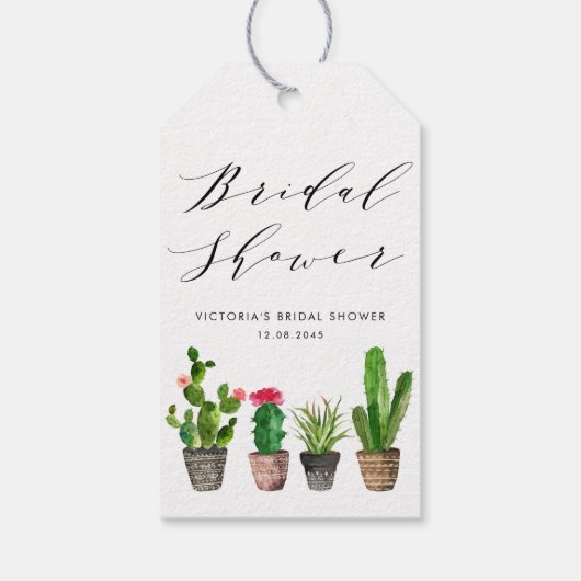 Boho Potted Succulenten en Cactus Bruidsfeest Cadeaulabel (Achterkant)
