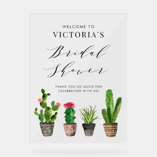 Boho Potted Succulenten en Cactus Bruiloft Feest Acryl Bord (Voorkant)
