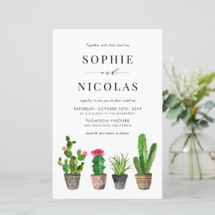 Boho Potted Succulenten en Cactus Bruiloft Uitnodi
