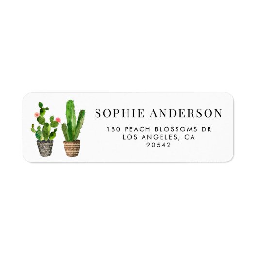 Boho Potted Succulenten en Cactus gepersonaliseerd Etiket (Voorkant)