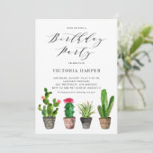 Boho Potted Succulenten en Cactus Verjaardagsfeest Kaart (Staand voorkant)