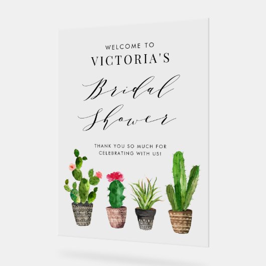 Boho Potted Succulenten en Cactus Vrijgezellenfees Acryl Bord (Hoek)