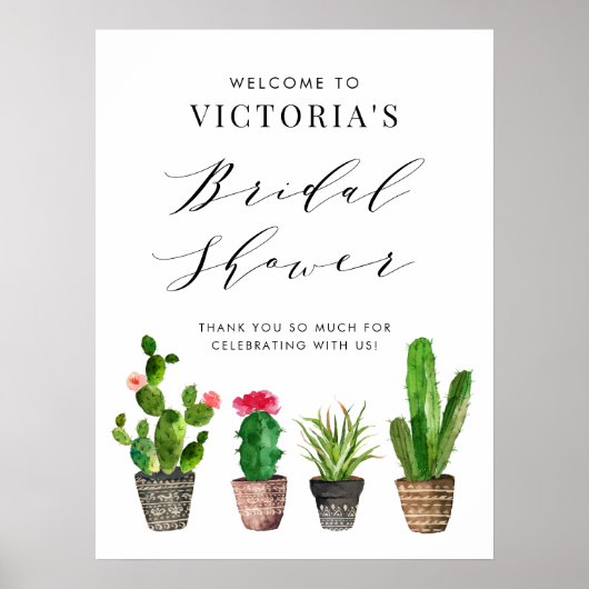 Boho Potted Succulenten en Cactus Vrijgezellenfees Poster (Voorkant)