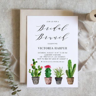 Boho Potten Succulenten en Cactus Bridal Brunch Kaart