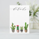 Boho Potten Succulenten en Cactus Bruiloft Details Informatiekaartje (Staand voorkant)