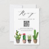 Boho Potten Succulenten en Cactus Bruiloft QR Code RSVP Kaartje (Voorkant)