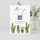 Boho Potten Succulenten en Cactus Bruiloft QR Code RSVP Kaartje (Staand voorkant)
