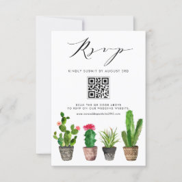 Boho Potten Succulenten en Cactus Bruiloft QR Code RSVP Kaartje