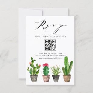 Boho Potten Succulenten en Cactus Bruiloft QR Code RSVP Kaartje