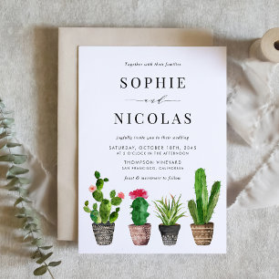Boho Potten Succulenten en Cactus Rustieke Bruilof Kaart