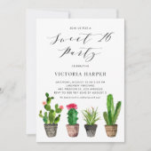 Boho Potten Succulenten en Cactus Sweet 16 Party Kaart (Voorkant)