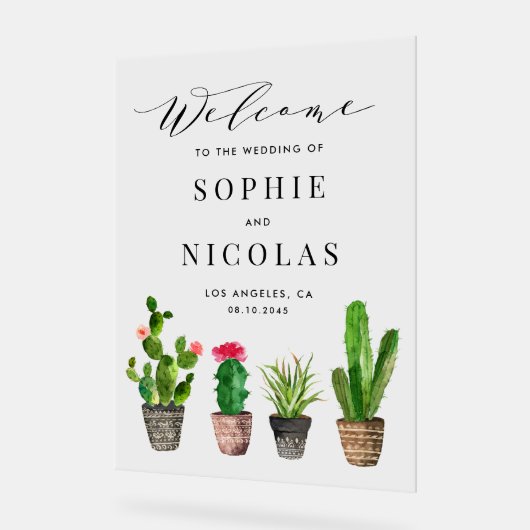 Boho Potten Succulenten en Cactus Zomerbruiloft Acryl Bord (Hoek)