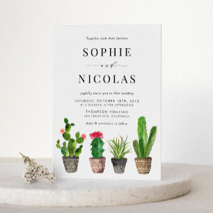 Boho Potten Succulenten en Cactus Zomerbruiloft Kaart