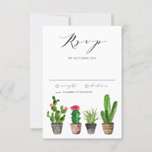 Boho Potten Succulenten en Cactus Zomerbruiloft RSVP Kaartje