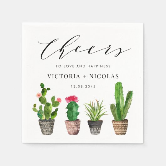 Boho Potten Succulenten en Cactus Zomerbruiloft Servet (Voorkant)