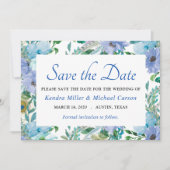 Boho Prachtige sapphire Blue Floral slaat de datum Save The Date (Voorkant)
